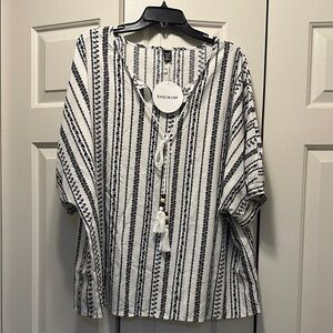 SHEIN Monochrome Striped Blouse